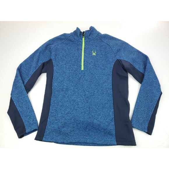 Spyder Quarter Zip Jacket Men's Size M Long Sleeve Blue Navy 100% Polyester - Picture 1 of 7